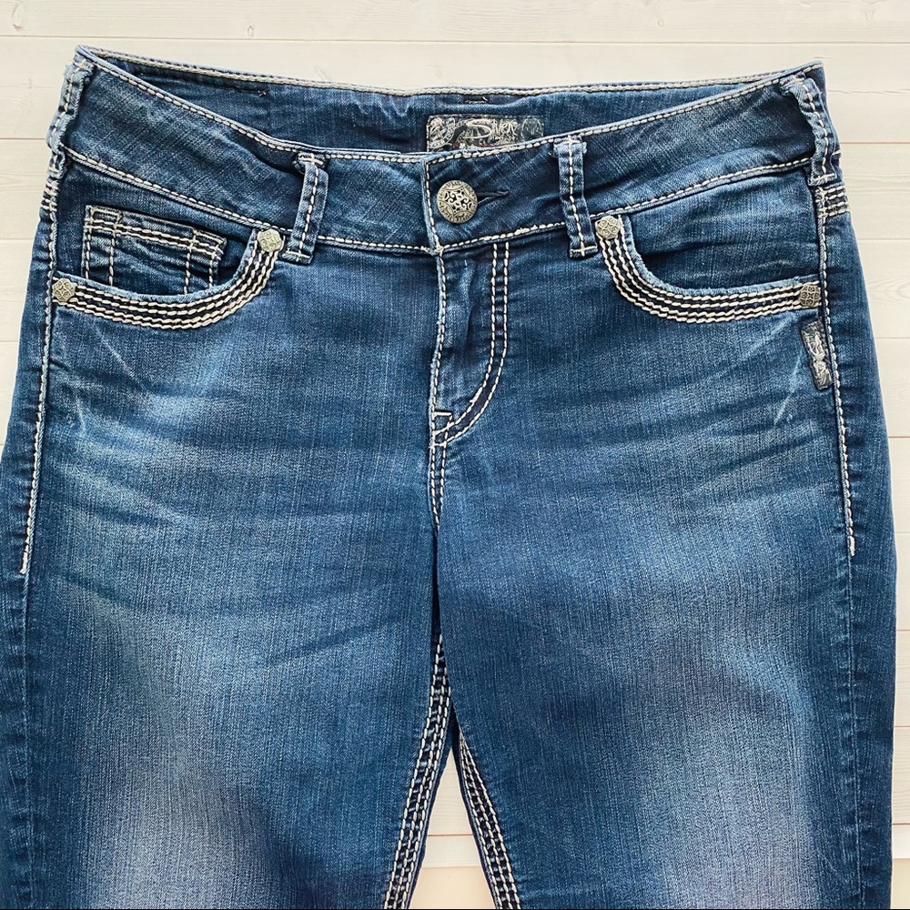 Silver Jeans Suki Mid Capri Dark Wash Jeans, Size 29